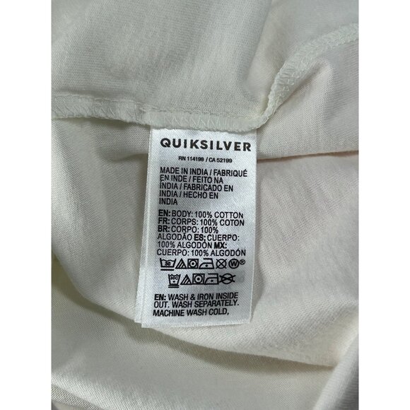 QUIKSILVER Cold Waves Crop Tee Sz  S White Pink Colorblock Logo Organic Cotton - Picture 14 of 16